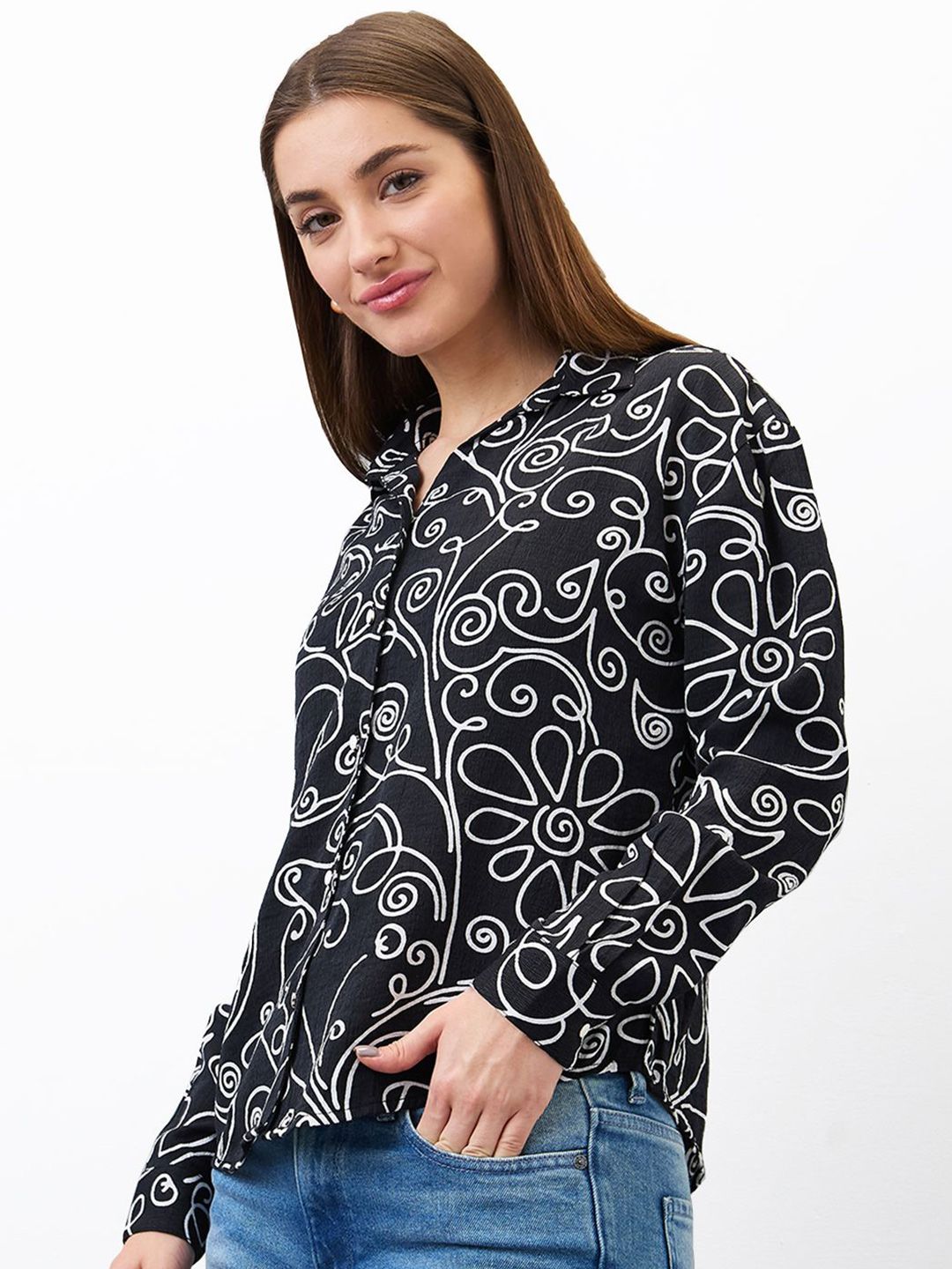 SPYKAR Women Printed Shirt Style Top