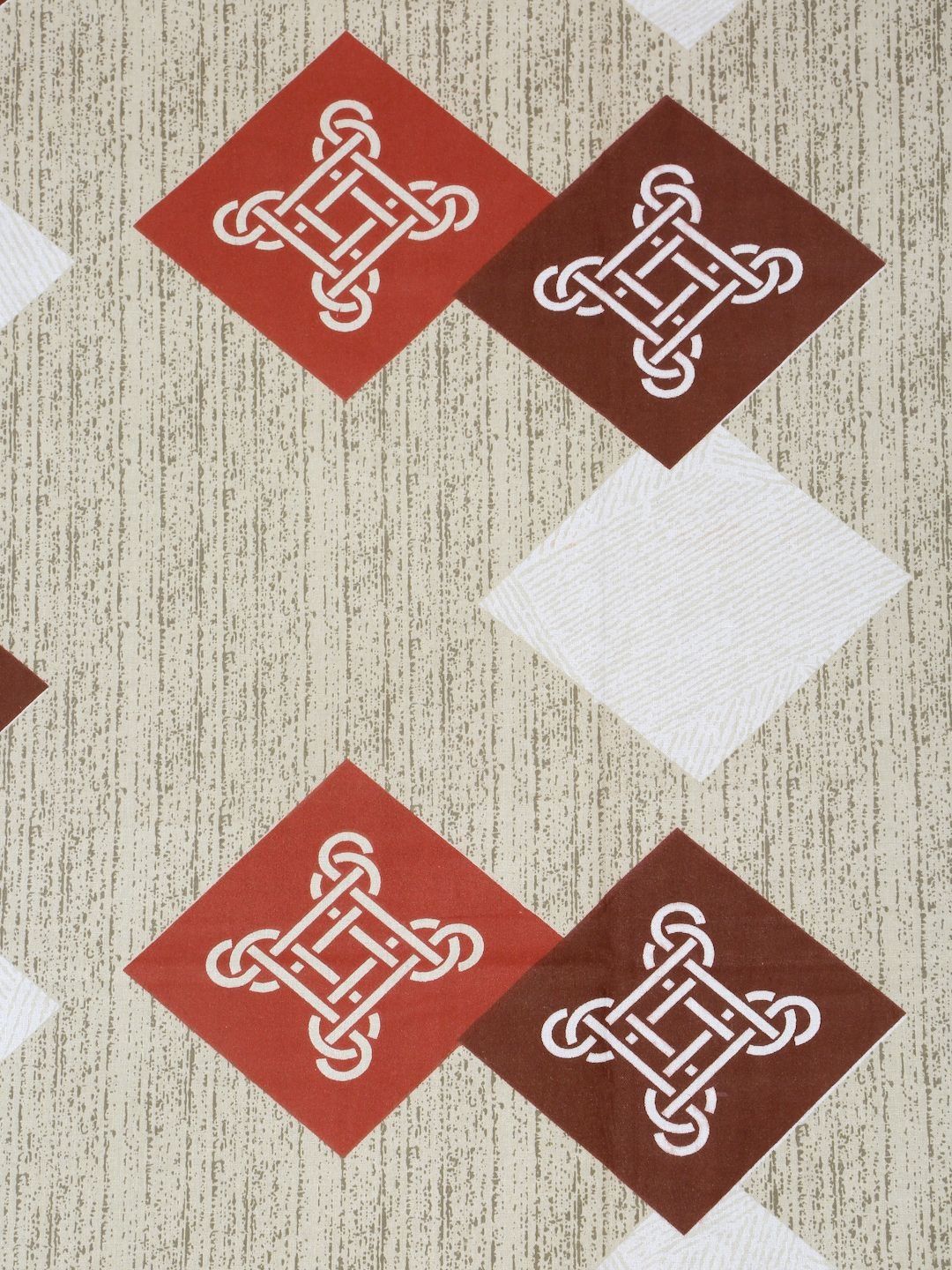 KLOTTHE Beige Geometric Printed Dilengkapi Cadar Katil King 400 TC Kapas Dengan 2 Sarung Bantal