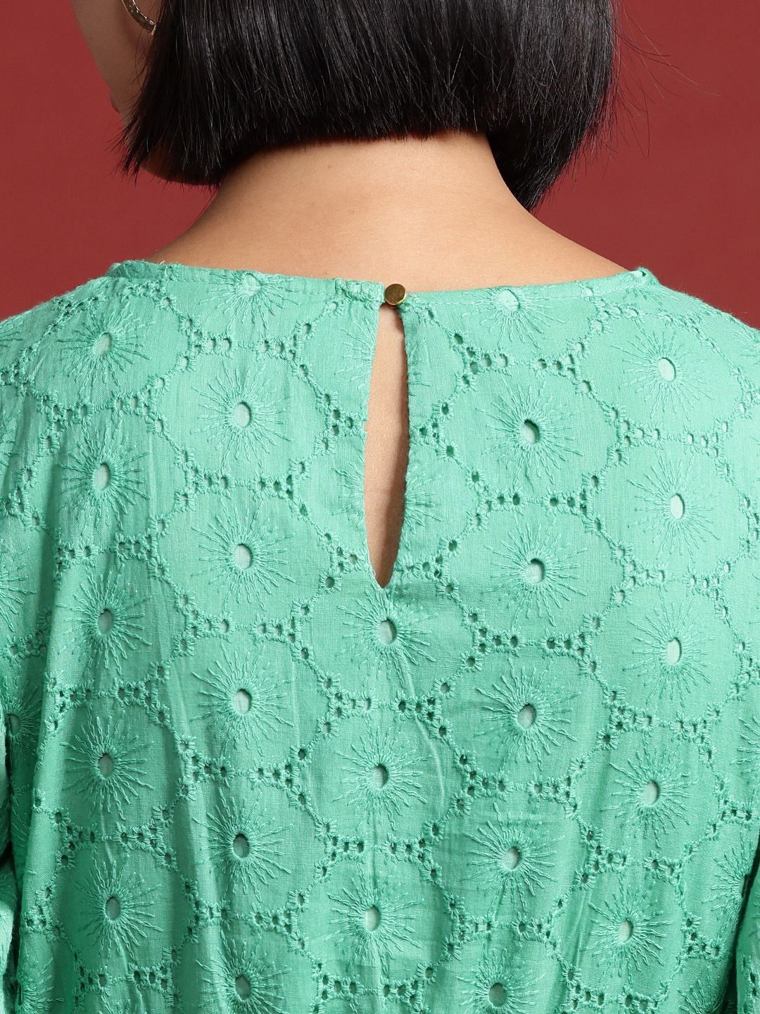 all about you Schiffli Detail Pure Cotton Fit & Flare Mini Dress