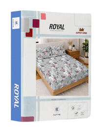 KLOTTHE Grey Floral 300 TC Super King Fine Bedsheets