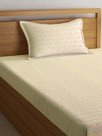 Myntra Elegant Homes Orange Geometric 300 TC Single Bedsheet with 1 Pillow Covers