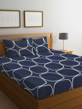 Myntra Elegant Homes Blue & White Geometric 300 TC King Bedsheet with 2 Pillow Covers