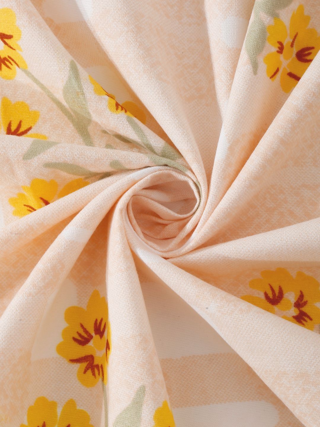 Myntra Elegant Homes Yellow Floral Printed Set Cadar King 300 TC- 2.50 m x 2.20 m