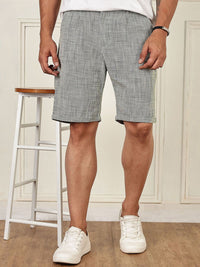 Thomas Scott Men Checked Linen Shorts