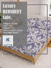 KLOTTHE Purple Floral Printed 300 TC Cadar King