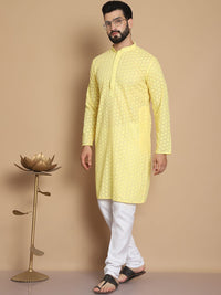 Anouk Men Ethnic Motifs Embroidered Regular Thread Work Pure Cotton Kurta with Churidar