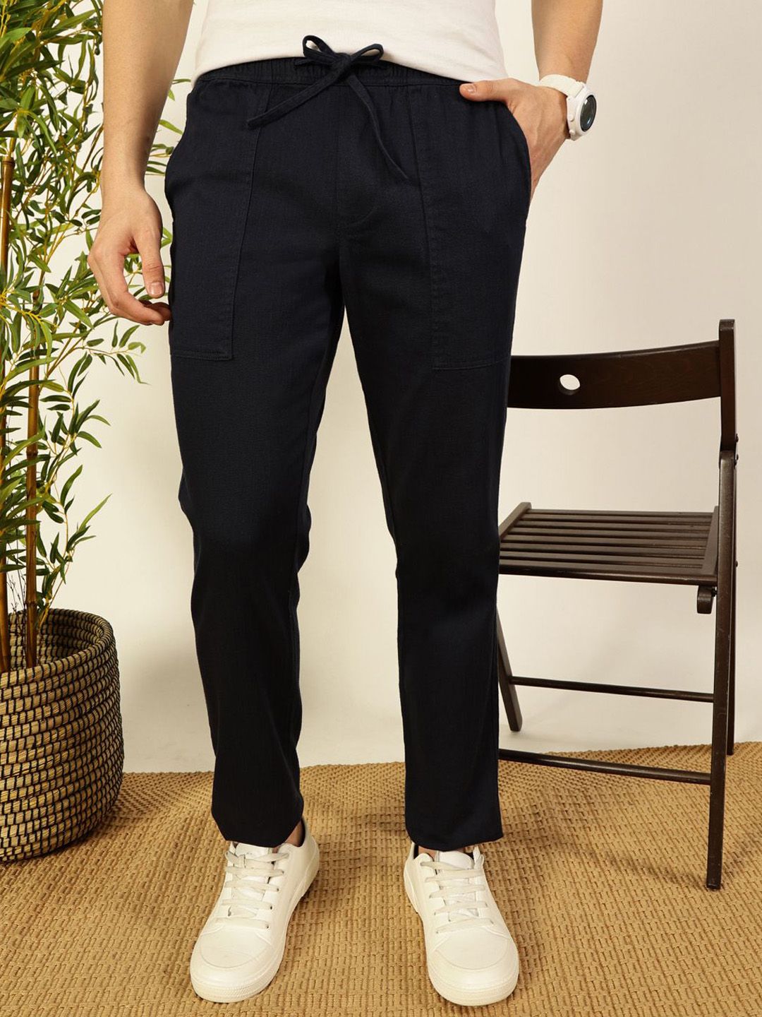 Thomas Scott Men Solid Smart Slim Fit Trousers