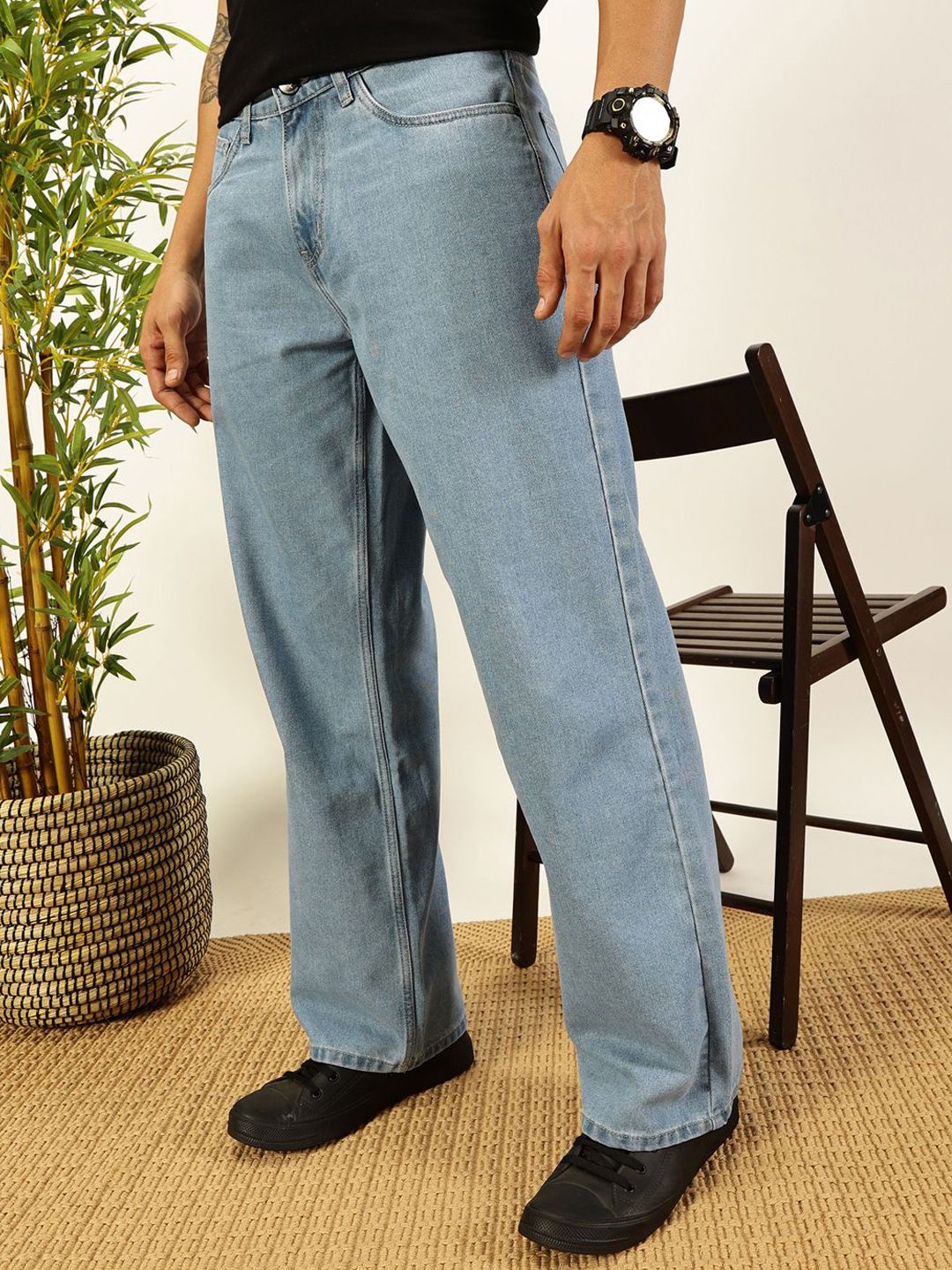 Thomas Scott Men Smart Relaxed Fit Baggy Jeans