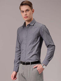 The Indian Garage Co. X Luxe Men Spread Collar Micro Checked Slim Fit Formal Shirt