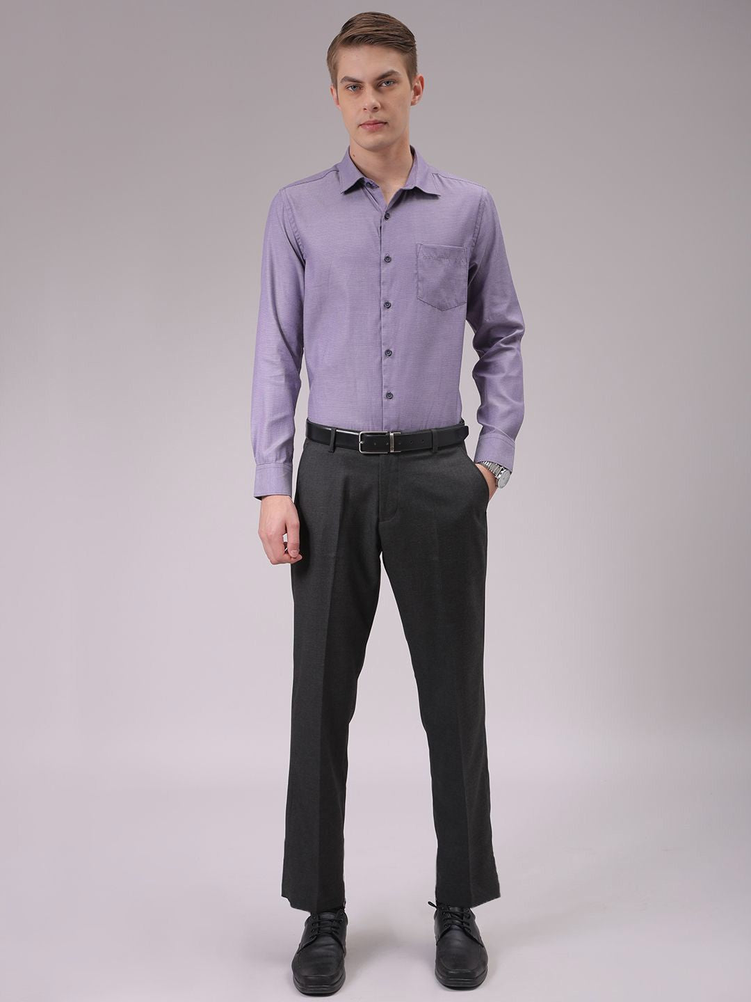 The Indian Garage Co. X Luxe Men Cutaway Collar Solid Slim Fit Formal Shirt