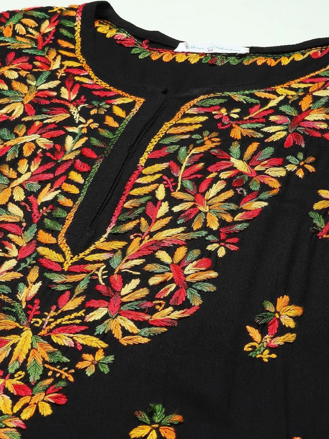 Rumah Wanita Chikankari Kurta Bersulam Chikankari Rayon Hitam