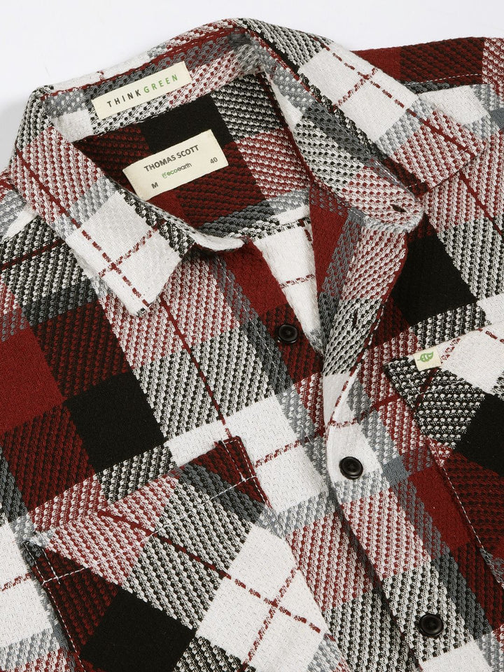 Thomas Scott Men Premium Tartan Checked Casual Shirt