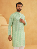 SOJANYA Ethnic Motifs Printed Band Collar Straight Kurta With Churidar