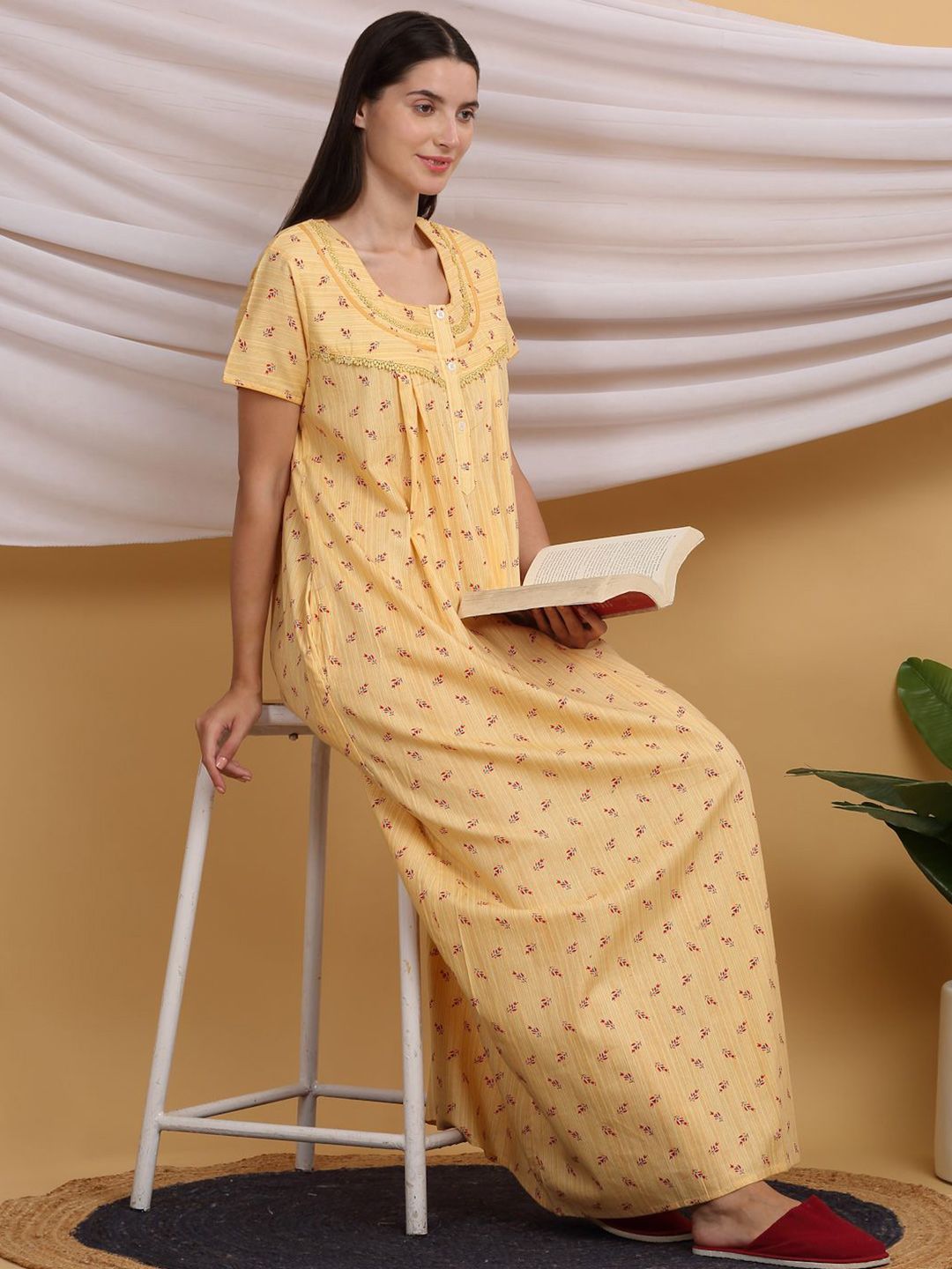 Sweet Dreams Printed Pure Cotton Maxi Nightdress