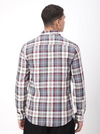 VASTRADO Men Grey Classic Slim Fit Checkered Shirt