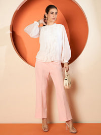 Antheaa Women Smart Straight Comfort Fit Wide Leg Trousers