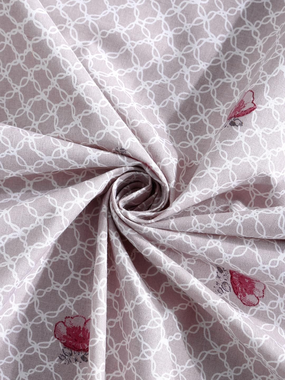 KLOTTHE Purple Floral Printed Cotton 400 TC King Bedsheet Sets 2.5 m x 2.25 m