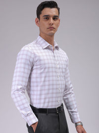 The Indian Garage Co. X Luxe Men Cutaway Collar Checked Slim Fit Formal Shirt