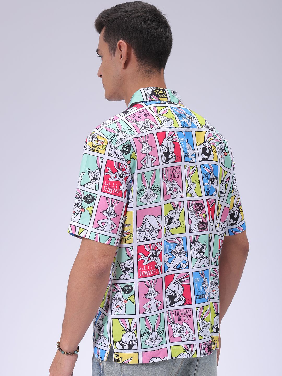 The Indian Garage Co Men Cuban Collar Graphic Printed Loose Fit Resortwear Shirt