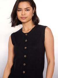 SASSAFRAS Kniited Round Neck Button Down Vest Top