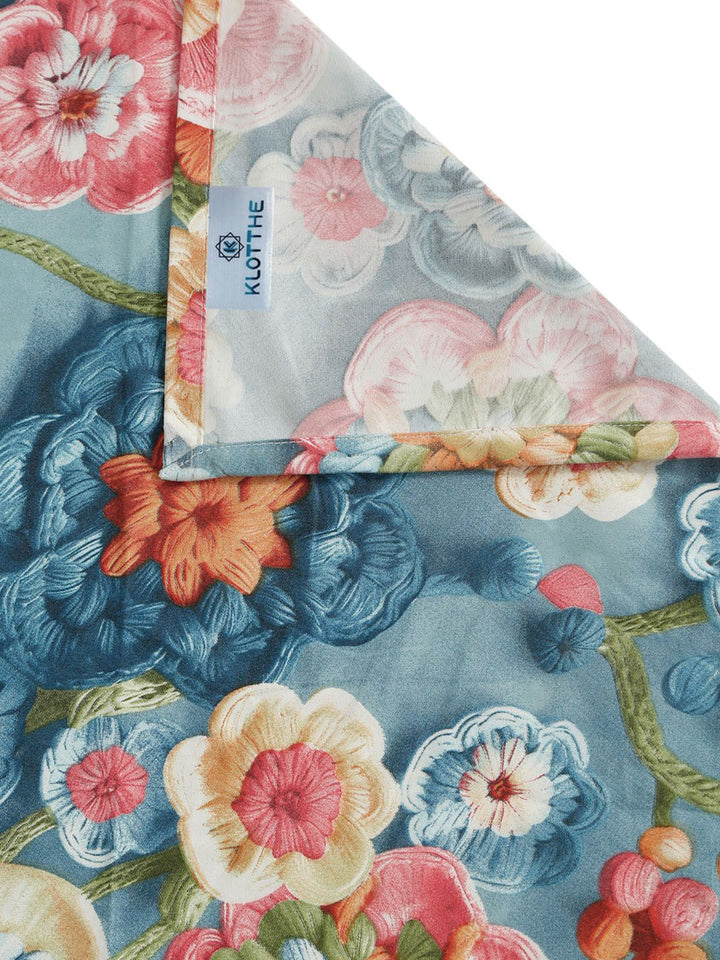 Klotthe Blue Floral Printed 300 TC Single Cadar 7D Dengan Sarung Bantal- 2.25 m x 1.5 m