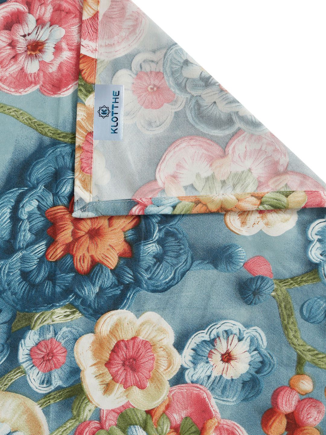 Klotthe Blue Floral Printed 300 TC Single Cadar 7D Dengan Sarung Bantal- 2.25 m x 1.5 m