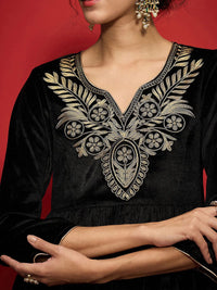 Shae by SASSAFRAS Embroidered Velvet Top