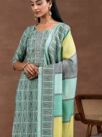 Libas Paisley Printed Thread Work Straight Kurta with Salwar & Dupatta