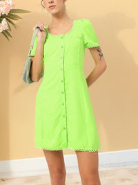 DressBerry Vibrant Essence Dobby Detail A-Line Mini Dress