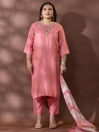 Mamicha Women Floral Embroidered Kurta with Trousers & Dupatta