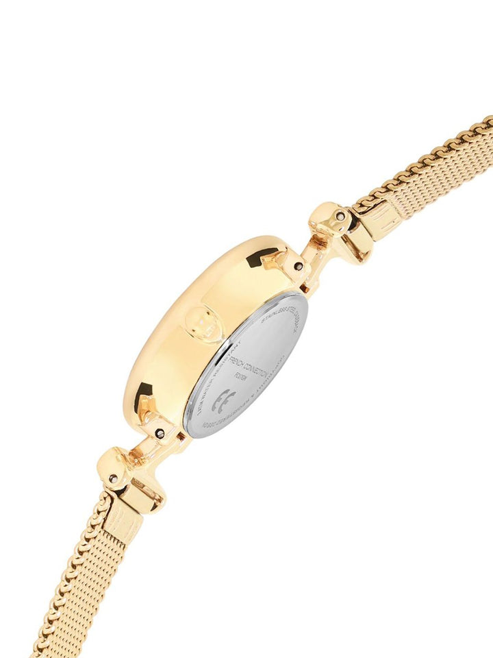 French Connection Women Round Dial & Stainless Steel Textured Straps Analogue Watch FCU7GM