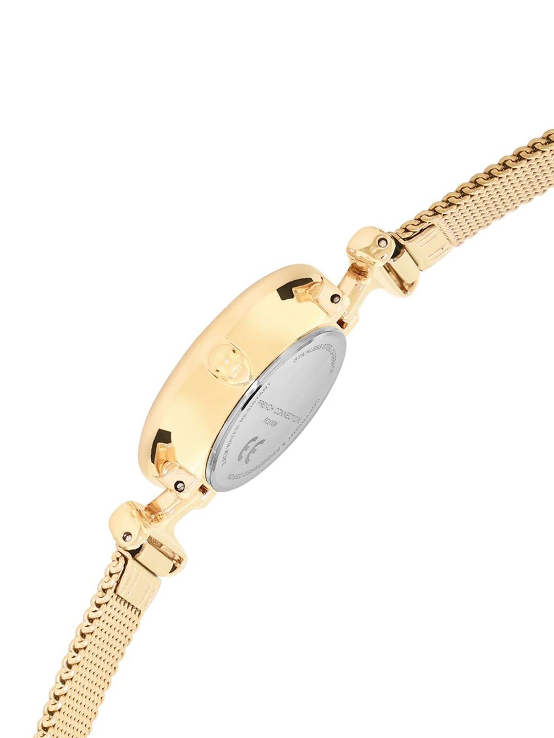 French Connection Women Round Dial & Stainless Steel Textured Straps Analogue Watch FCU7GM