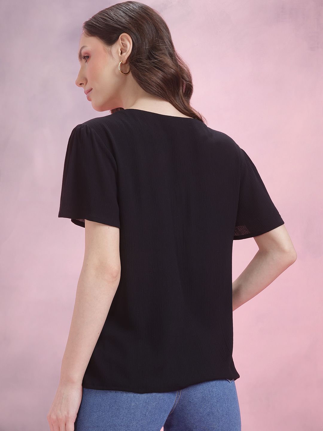 DressBerry Crinkled Shirt Style Top