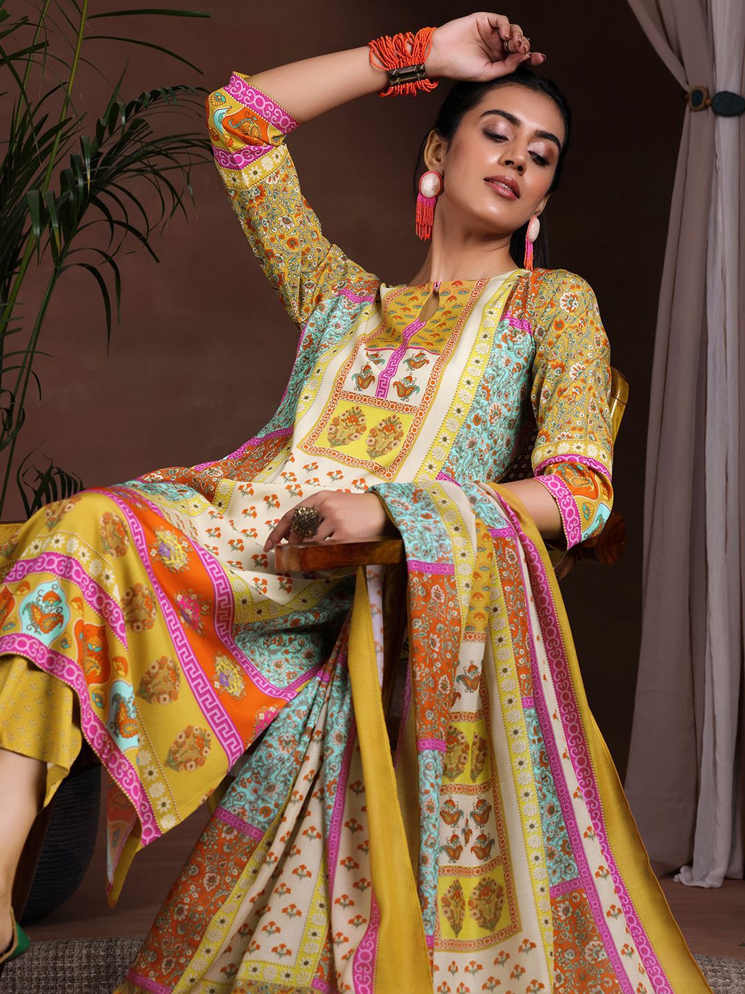 Libas Ethnic Motifs Printed Kurta with Trousers & Dupatta