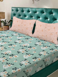 KLOTTHE Green 300 TC Polycotton Fine King Bedsheets