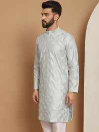 Anouk Men Grey Geometric Gotta Patti Kurta