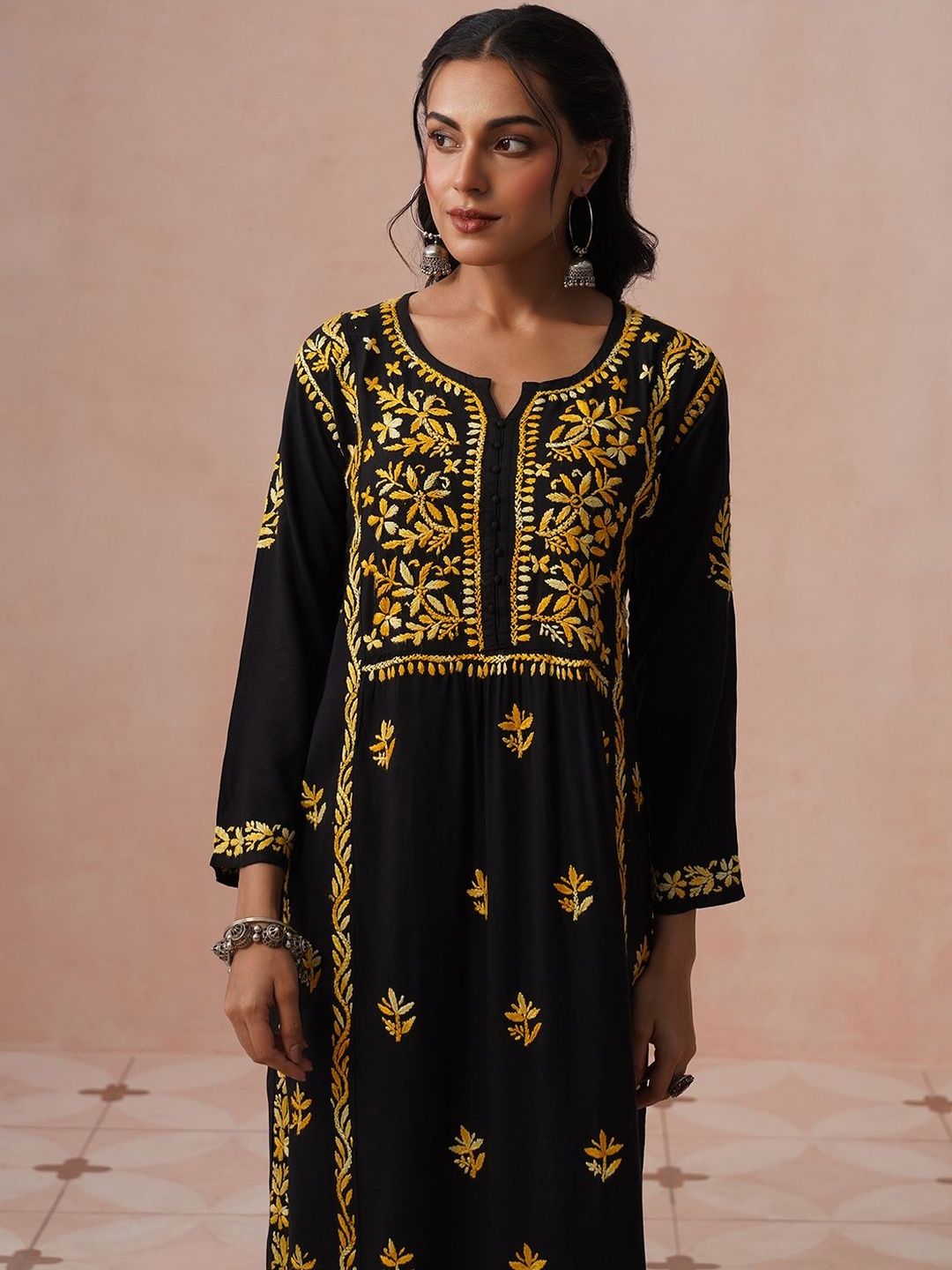 Rumah Wanita Chikankari Sulam Kurta Chikankari