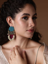 Anouk Gold Plated Cubic Zirconia Studded Contemporary Drop Earrings