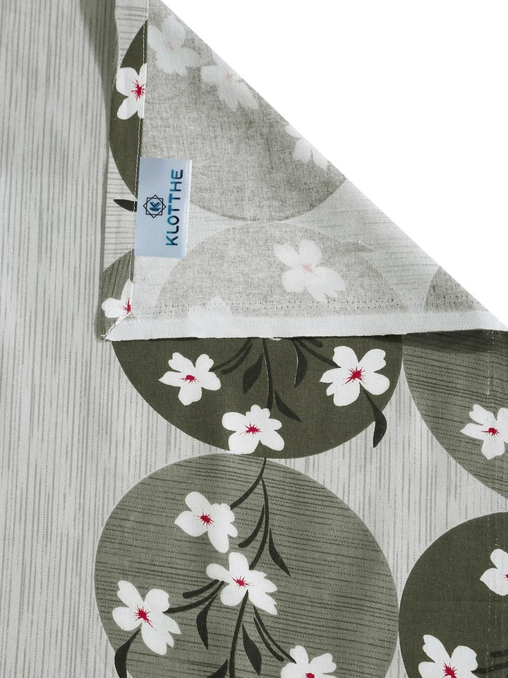 KLOTTHE Olive Floral Cotton Single Bedsheets