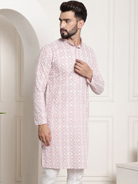 SOJANYA Band Collar Ethnic Motifs Embroidered Thread Work Cotton Kurta