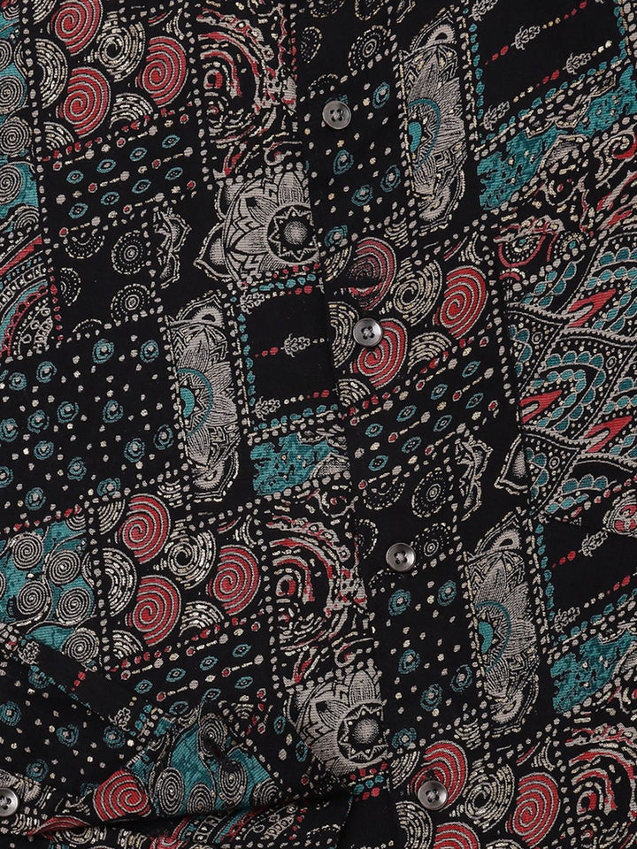 VASTRADO Men Classic Slim Fit Ethnic Motifs Printed Casual Shirt