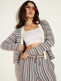 SASSAFRAS Women Chevron Striped Cardigan