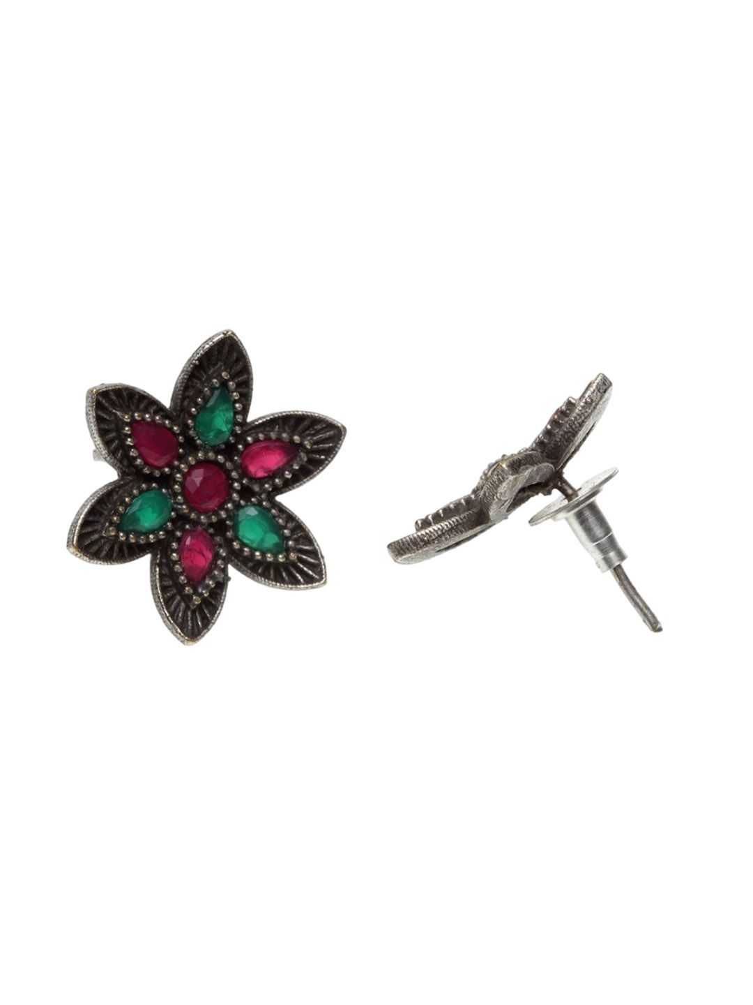 Anouk Silver-Plated Stone Studded Floral Shaped Studs