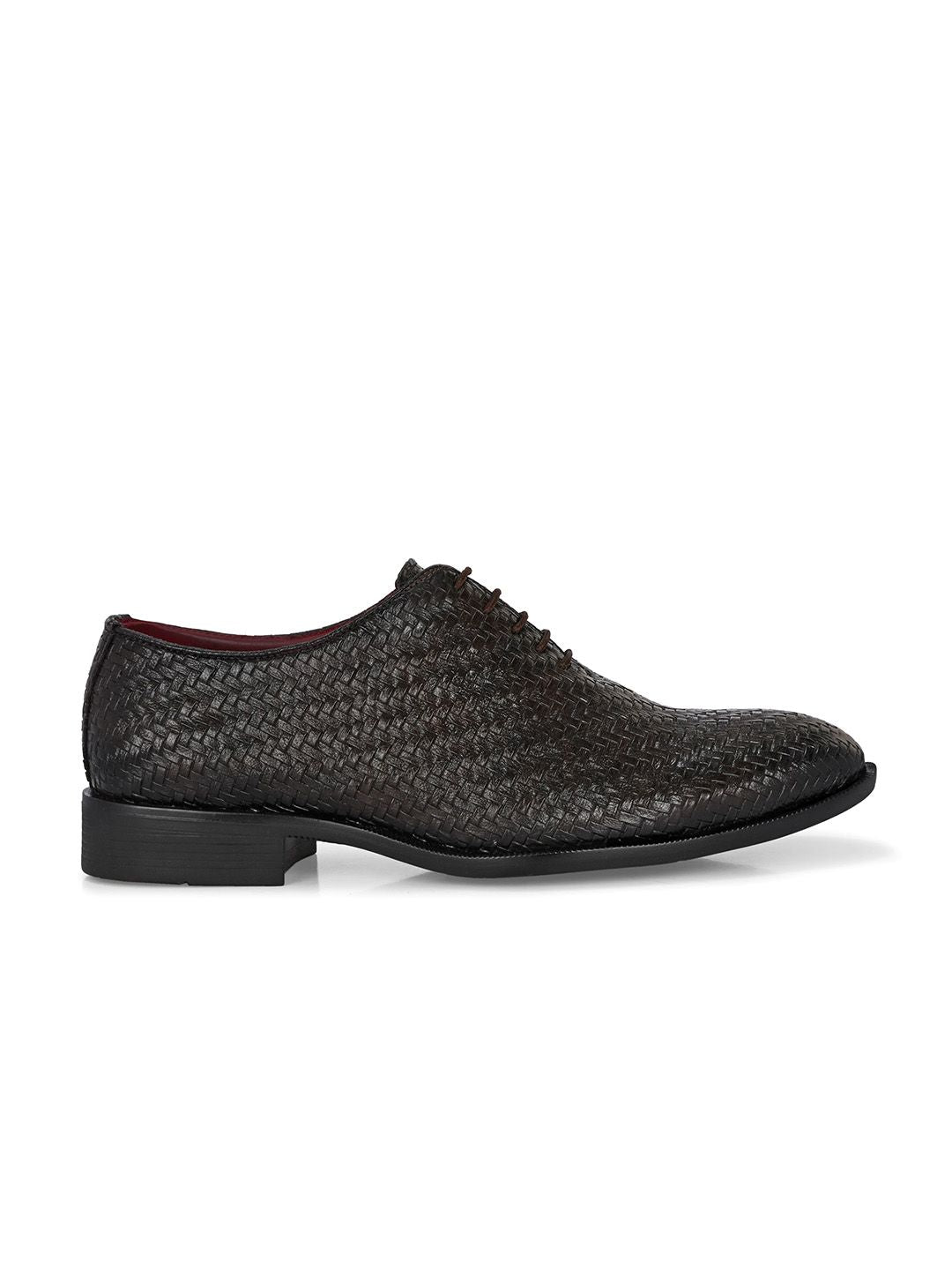 House of Pataudi Men Comfort Fit Textured Formal Derbys Shoes