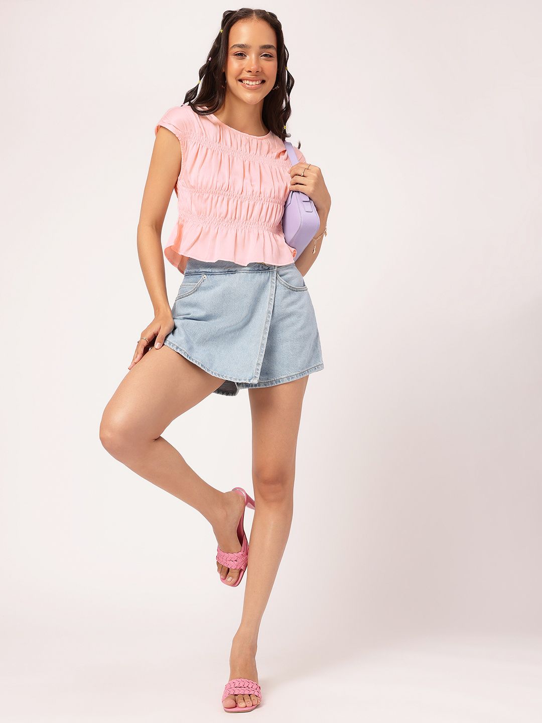 DressBerry Pastel Paradise Smocked Ruffled Top