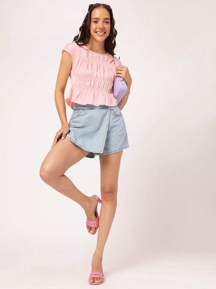 DressBerry Pastel Paradise Smocked Ruffled Top