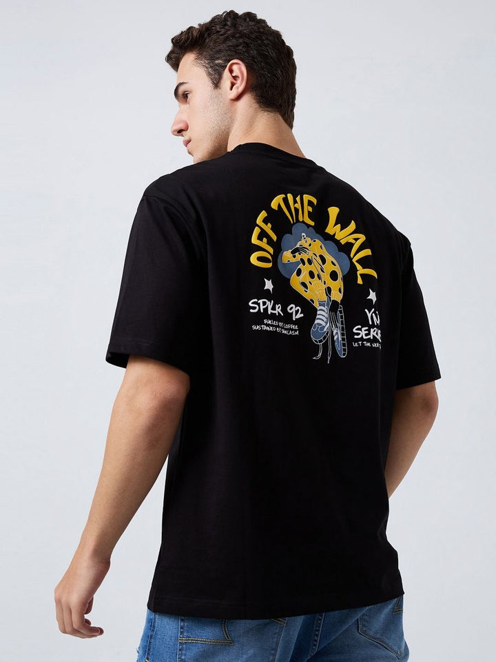 SPYKAR Men Typography Printed Round Neck Cotton Relaxed Fit T-shirt