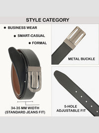 Teakwood Leathers Men Textured Leather Reversible Formal Belt