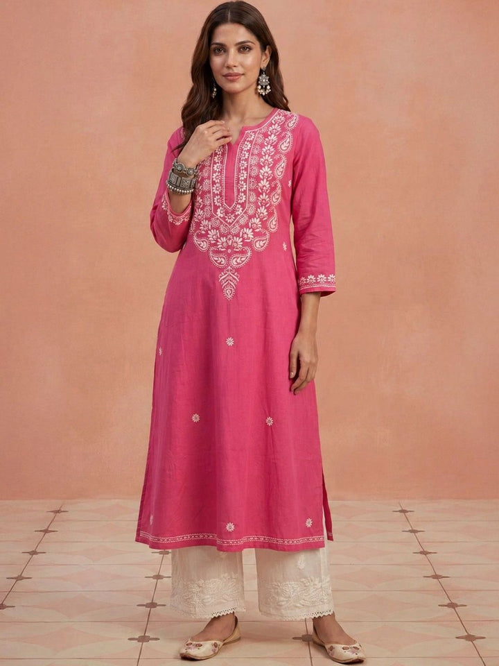 Rumah Wanita Chikankari Sulam Kurta Chikankari
