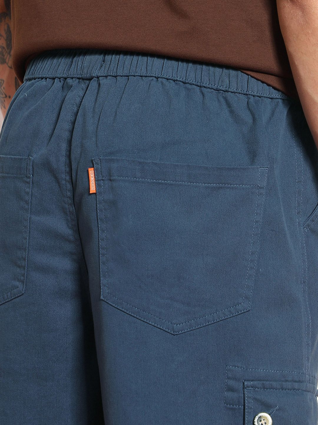 Urbano Fashion Men's Denim Blue Loose Baggy Fit Cargo Jogger